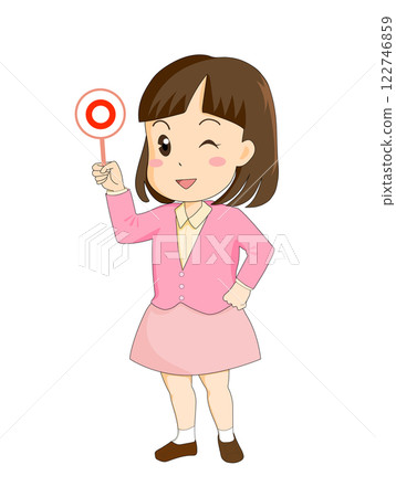 拿著圓形鈔票的女孩 拿著圓形鈔票的女孩 122746859