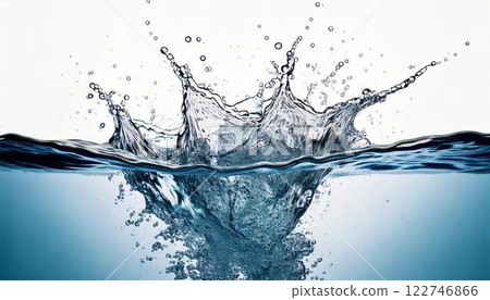 Water droplets falling and splashing dynamically 122746866
