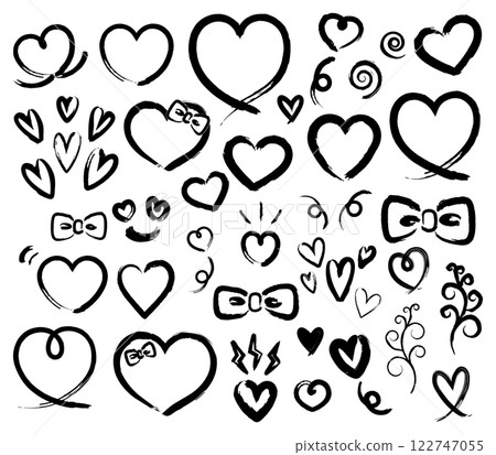 Heart icon set drawn with brush strokes Heart icon set drawn with brush strokes 122747055