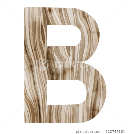 "B" Letter. Watercolor alphabet with wooden texture. Natural font for decorations, postcards, invitations. Perfect for scrapbooking, printing, education, services related to furniture or woodworking. "B" Letter. Watercolor alphabet with wooden texture. Natural font for decorations, postcards, invitations. Perfect for scrapbooking, printing, education, services related to furniture or woodworking. 122747161