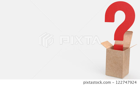 Question mark in box on white Background 3d Rendering. 122747924