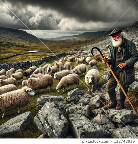 羊群在鄉村吃草的插圖 122748039