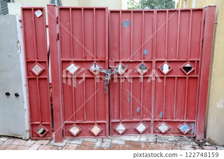 metal padlock for locking doors and gates in Israel. 122748159