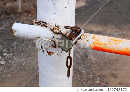 metal padlock for locking doors and gates in Israel. 122748173