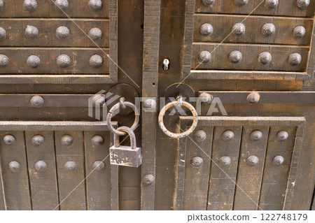 metal padlock for locking doors and gates in Israel. 122748179