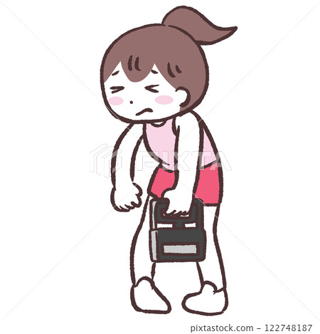 一位女士的全身插圖,測量她的握力 一位女士的全身插圖,測量她的握力 122748187