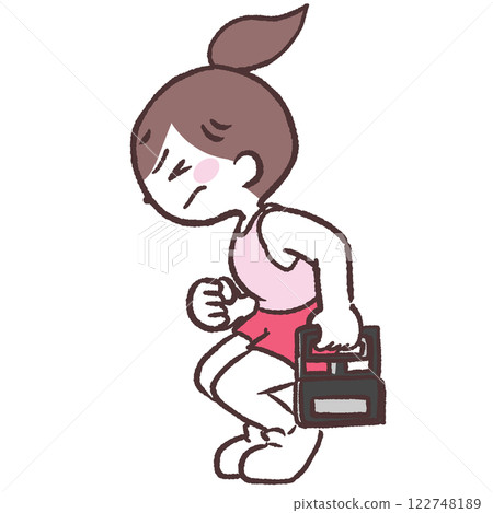一位女士用盡全力握住測力計的插圖 122748189