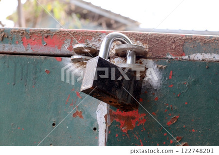 metal padlock for locking doors and gates in Israel. 122748201