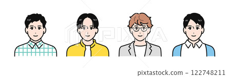 Simple vector illustration set of four casual young men Simple vector illustration set of four casual young men 122748211