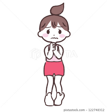 Unconfident sports woman full body illustration Unconfident sports woman full body illustration 122748312