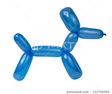 Blue balloon dog model party fun isolated on the white background 122748564
