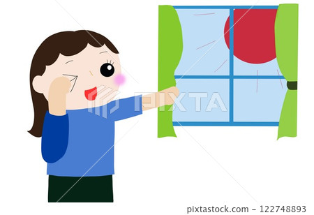 A woman bathing in the morning sun on a sunny day 122748893