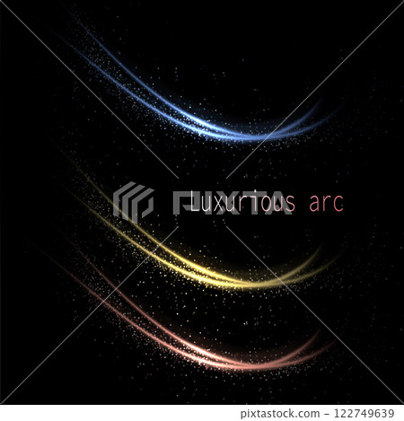 Set of arches with tinsel on black background, isolated design component Set of arches with tinsel on black background, isolated design component 122749639