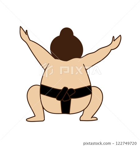 Sumo wrestler shiko back view Sumo wrestler shiko back view 122749720