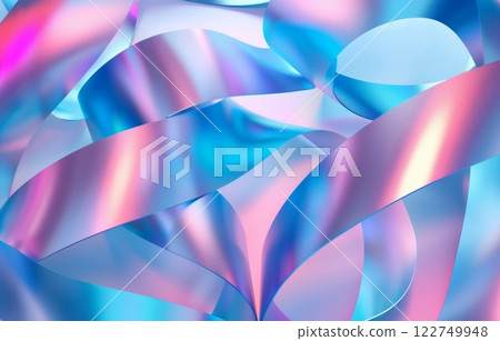 Abstract Iridescent Blue and Pink Ribbon Texture for Modern Design Applications 122749948