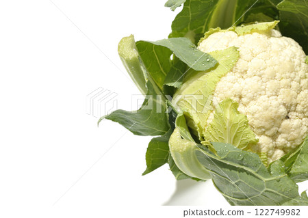白色背景下拍攝的花椰菜 122749982