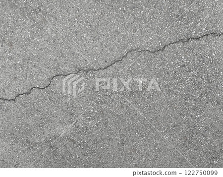 Horizontal background image 2 of light gray asphalt with diagonal cracks 122750099