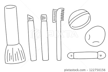 Simple and easy makeup tool set 2 Line drawing Simple and easy makeup tool set 2 Line drawing 122750156