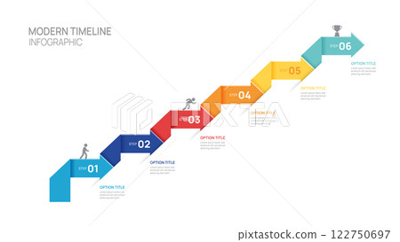 Infographics arrow symbol timeline business 6 steps to success template. vector illustration. 122750697