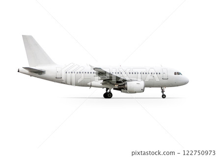 Modern passenger airliner isolated on white background 122750973