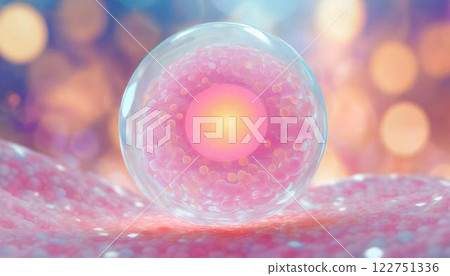 3D illustration of an egg in the ovary, reproductive stem cell image Medical material 122751336