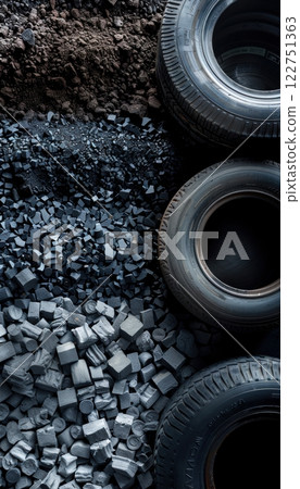Tire Manufacturing Materials: Exploring Rubber, Chemicals, and Raw Components for Production Insights 122751363
