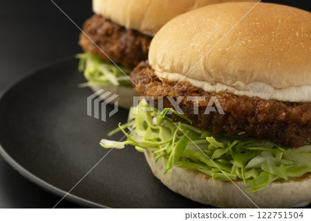 Ham cutlet burger Ham cutlet burger 122751504