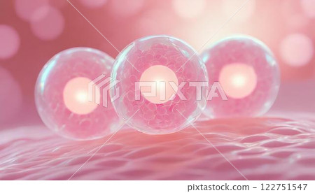 3D illustration of an egg in the ovary, an image of a reproductive stem cell Medical material 122751547