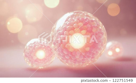 3D illustration of an egg in the ovary, an image of a reproductive stem cell Medical material 122751549