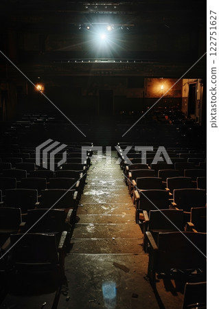 Spotlight on Empty Theater Stage Evoking Absence and Anticipation for Performers Spotlight on Empty Theater Stage Evoking Absence and Anticipation for Performers 122751627