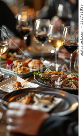 Gourmet Tasting Experience with Wine Pairings at Upscale Restaurant for Romantic Dining 122751959