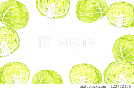 新鮮捲心菜框架手繪水彩插圖的蔬菜 122752106