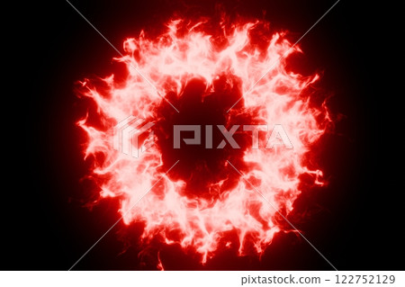 Abstract 3D illustration of deep red plasma shock waves spreading in space 122752129