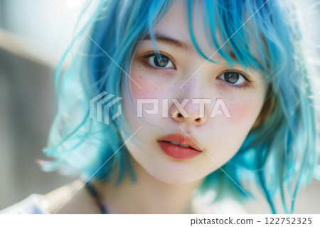 Blue-haired woman AI-generated material Blue-haired woman AI-generated material 122752325