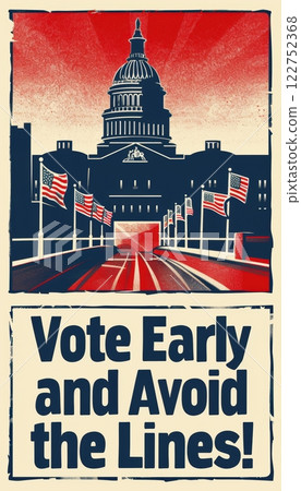 Bold Social Media Graphic Encouraging Early Voting with Patriotic Colors for Election Campaigns 122752368