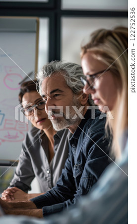 Middle-Aged Couple Engaged in Retirement Planning Discussion with Financial Advisor 122752536