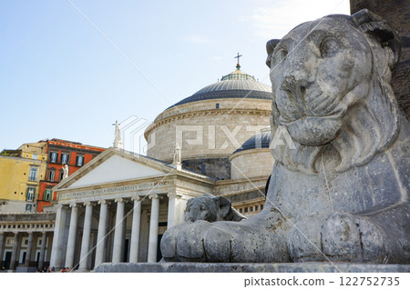 Tiger statue in Piazza del Plebiscito in Naples, Italy Tiger statue in Piazza del Plebiscito in Naples, Italy 122752735