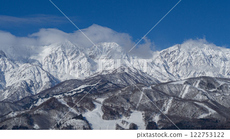 長野縣白馬村的北阿爾卑斯山和滑雪勝地 長野縣白馬村的北阿爾卑斯山和滑雪勝地 122753122