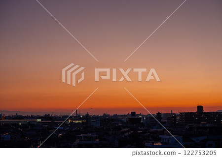 Panoramic view of the city at sunset Panoramic view of the city at sunset 122753205