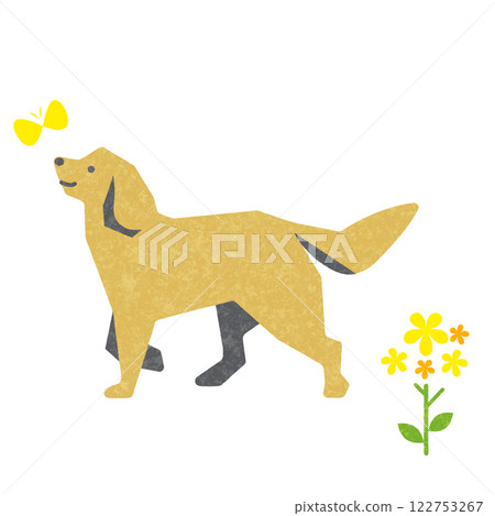 Dogs enjoying spring: Colorful and fun watercolor illustrations 122753267