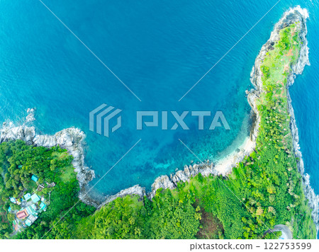 Aerial view Beautiful seashore in summer season at Phuket Thailand,Top view sea background Aerial view Beautiful seashore in summer season at Phuket Thailand,Top view sea background 122753599