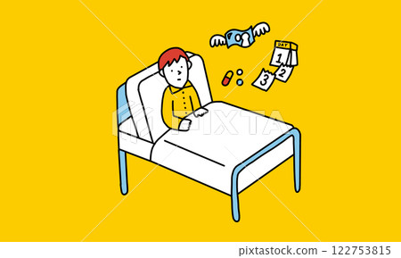 Illustration of a patient worried about hospital and medical expenses 122753815