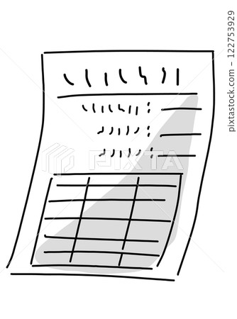 Quotation, invoice, document hand-drawn vertical line drawing 122753929