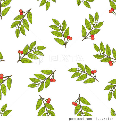 Seamless pattern with Jamaica cherry branches 122754148