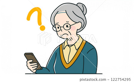 不懂如何操作智慧型手機的老年人（？標記） 122754295