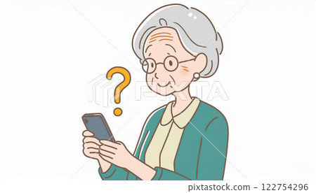 Elderly people who don't know how to operate a smartphone (? mark) 122754296