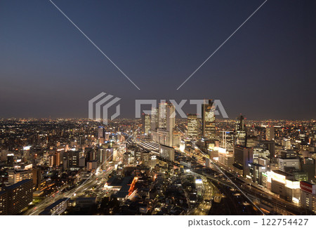Night view of Nagoya Station's skyscrapers 122754427