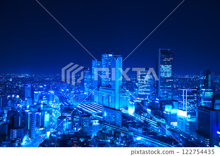 Night view of Nagoya Station's skyscrapers 122754435