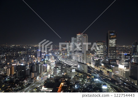 Night view of Nagoya Station's skyscrapers 122754443