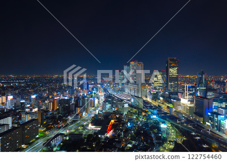 Night view of Nagoya Station's skyscrapers 122754460